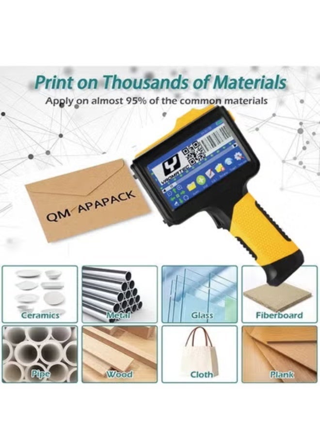 Smart Handheld Inkjet Printer for Date and Batch Coding,Handheld Inkjet Printer for Any Surface for QRCode Barcode Production Date Time Logo Batch Number Print On Glass Bag Carton Box Wood Cloth Plastic Cable - Image 2